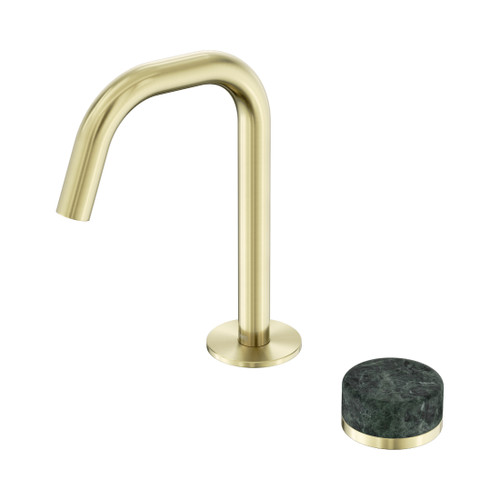 Serenity Progressive Basin Mixer Edge Spout With Verde Alpi Handle Brushed Gold