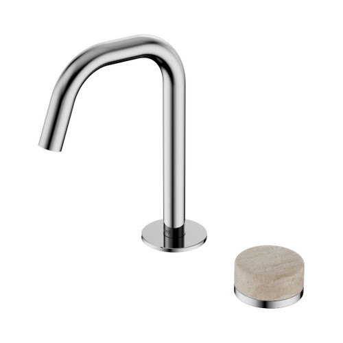 Serenity Progressive Basin Mixer Edge Spout With Rome Travertine Handle Chrome