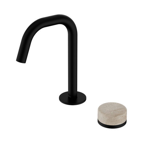 Serenity Progressive Basin Mixer Edge Spout With Rome Travertine Handle Matte Black