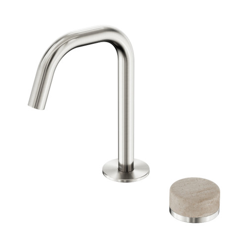Serenity Progressive Basin Mixer Edge Spout With Rome Travertine Handle Brushed Nickel