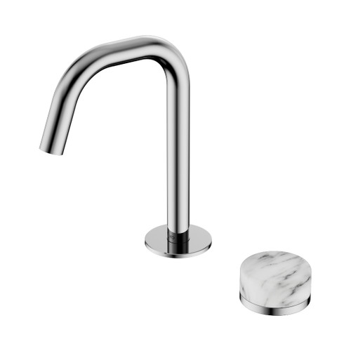 Serenity Progressive Basin Mixer Edge Spout With Arabescato Corchia Handle Chrome