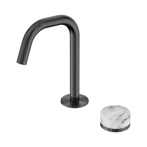 Serenity Progressive Basin Mixer Edge Spout With Arabescato Corchia Handle Gun Metal