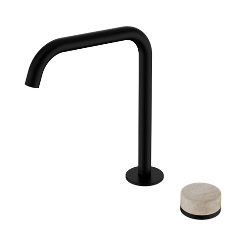 Serenity Progressive Bath/Kitchen Mixer Edge Spout With Rome Travertine Handle Matte Black