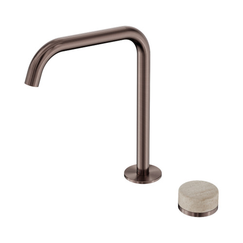 Serenity Progressive Bath/Kitchen Mixer Edge Spout With Rome Travertine Handle Brushed Bronze