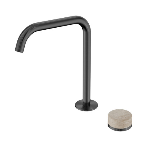 Serenity Progressive Bath/Kitchen Mixer Edge Spout With Rome Travertine Handle Gun Metal