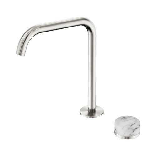 Serenity Progressive Bath/Kitchen Mixer Edge Spout With Arabescato Corchia Handle Brushed Nickel