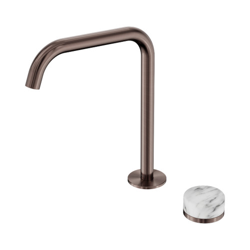 Serenity Progressive Bath/Kitchen Mixer Edge Spout With Arabescato Corchia Handle Brushed Bronze