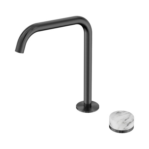Serenity Progressive Bath/Kitchen Mixer Edge Spout With Arabescato Corchia Handle Gun Metal