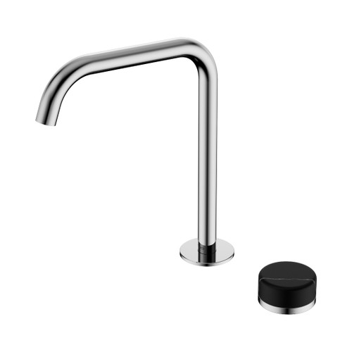 Serenity Progressive Bath/Kitchen Mixer Edge Spout With Marquina Black Handle Chrome