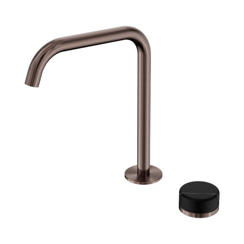 Serenity Progressive Bath/Kitchen Mixer Edge Spout With Marquina Black Handle Brushed Bronze