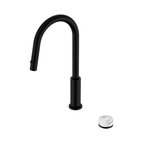 Serenity Progressive Pull Out Kitchen Set With Arabescato Corchia Handle Matte Black