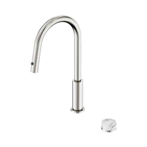 Serenity Progressive Pull Out Kitchen Set With Arabescato Corchia Handle Brushed Nickel