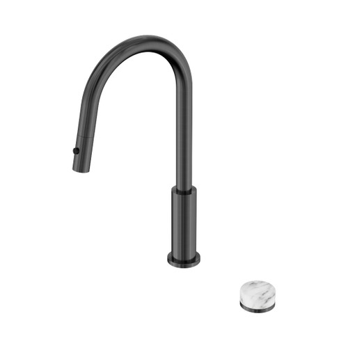 Serenity Progressive Pull Out Kitchen Set With Arabescato Corchia Handle Gun Metal