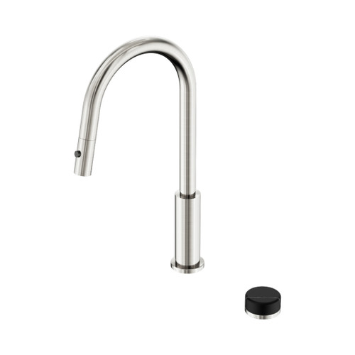 Serenity Progressive Pull Out Kitchen Set With Marquina Black Handle Brushed Nickel