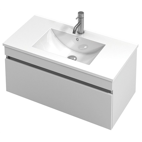 Lulu Wall Hung Vanity 900 1 Drawer Ceramic White 4434-W