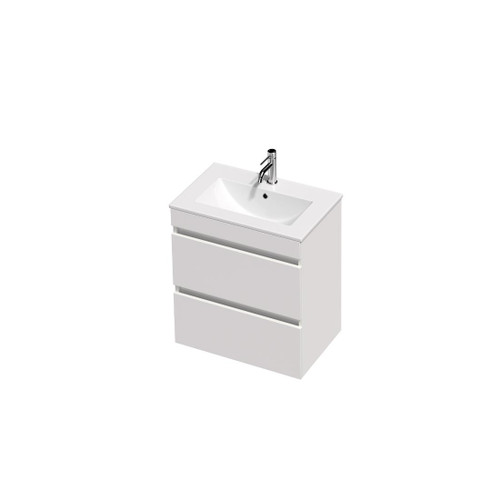 Lulu Vanity 40 600 2 Drawer Wall (F1) White Velvet Rubik Basin