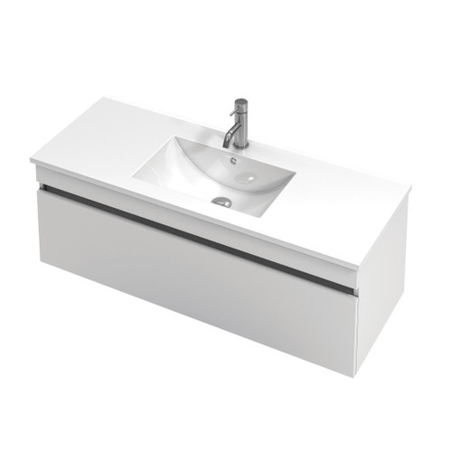 Lulu Vanity 46 1200 1 Drawer Wall (F1) White Velvet Rubik