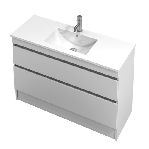 Lulu Vanity 46 1200 2 Drawer Floor (F1) White Velvet Rubik