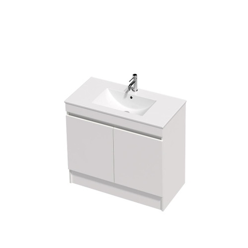 Lulu Vanity 46 900 2 Door Floor (F1) White Velvet Rubik Basin