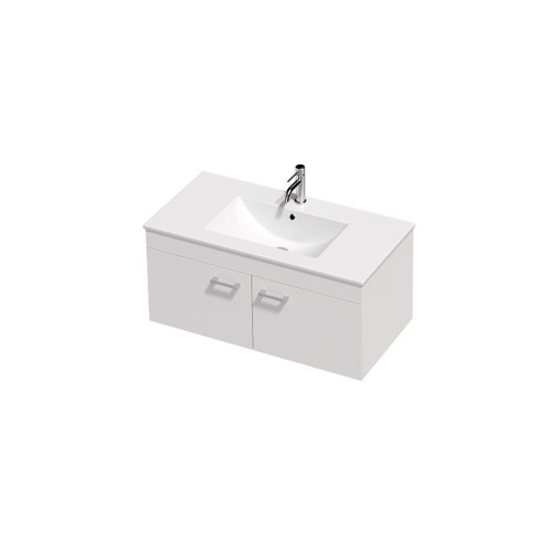 Riko Vanity 46 900 2 Door Wall (F1) White Velvet Rubik Basin