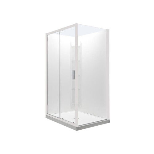 Valencia Elite Square Corner Sliding Shower 1200 x 1000mm White Frame With Corner Contour Plus Wall Right Hand Centre Waste