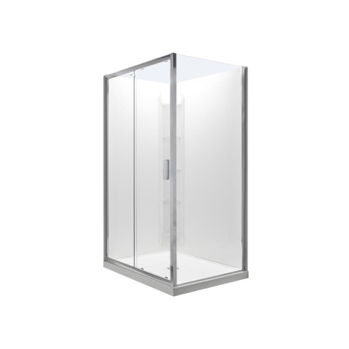 Valencia Elite Square Corner Sliding Shower 1200 x 1000mm Metallic Frame With Corner Contour Plus Wall Right Hand Centre Waste