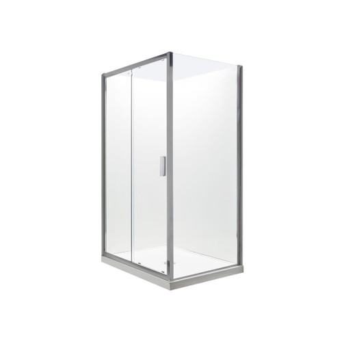 Valencia Elite Square Corner Sliding Shower 1200 x 1000mm Metallic Frame With Flat Wall Right Hand Centre Waste