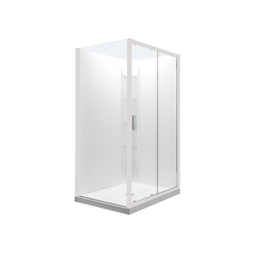 Valencia Elite Square Corner Sliding Shower 1200 x 1000mm White Frame With Corner Contour Plus Wall Left Hand Centre Waste