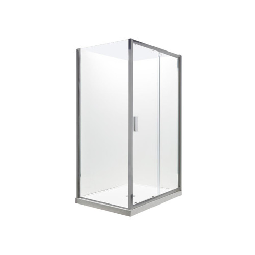 Valencia Elite Square Corner Sliding Shower 1200 x 1000mm Metallic Frame With Flat Wall Left Hand Centre Waste