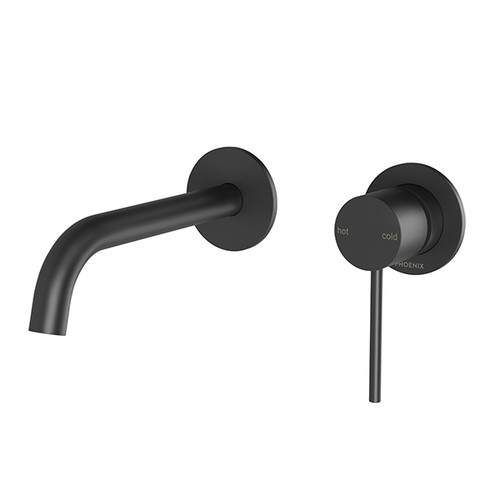 Vivid Slimline Wall Basin/Bath Mixer Set SwitchMix 60mm Backplates Matte Black