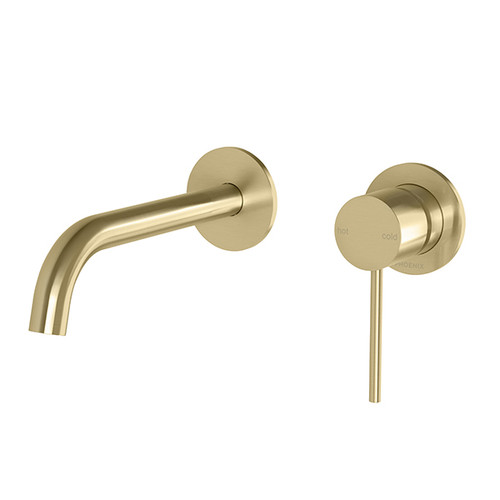 Vivid Slimline Wall Basin/Bath Mixer Set SwitchMix 60mm Backplates Brushed Gold