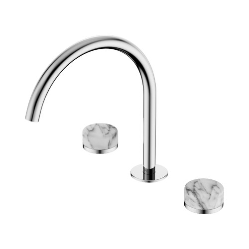 Serenity Bath/Kitchen Set Arc Spout With Arabescato Corchia Handle Chrome
