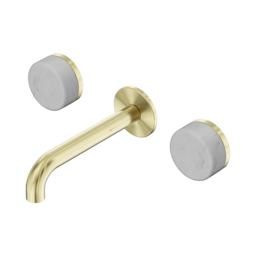 Serenity Wall Basin Set 160mm Spout With Carrara Handle Brushed Gold
