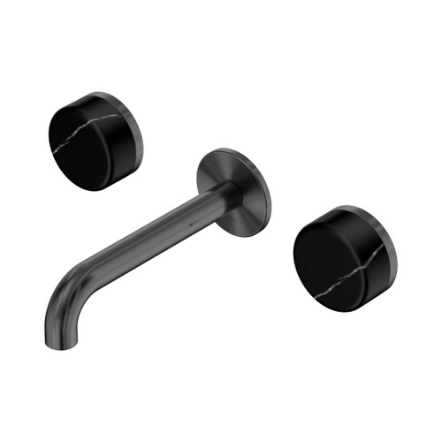 Serenity Wall Basin Set 160mm Spout With Marquina Black Handle Gun Metal