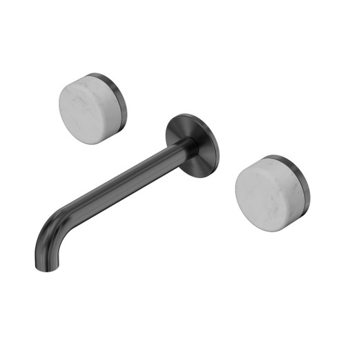 Serenity Wall Basin Set 185mm Spout With Carrara Handle Gun Metal