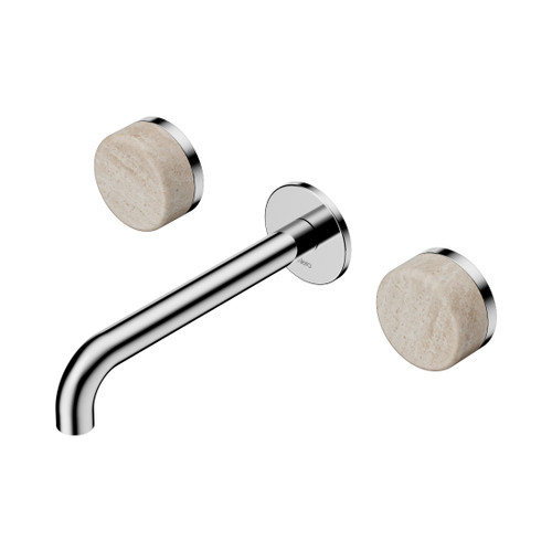 Serenity Wall Basin Set 185mm Spout With Rome Travertine Handle Chrome