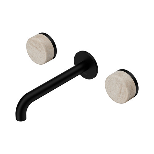 Serenity Wall Basin Set 185mm Spout With Rome Travertine Handle Matte Black