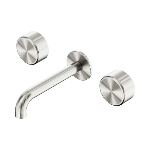 Serenity Wall Basin Set 185mm Spout With Metal Handle Brushed Nickel