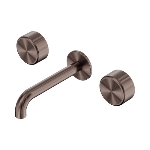 Serenity Wall Basin Set 185mm Spout With Metal Handle Brushed Bronze