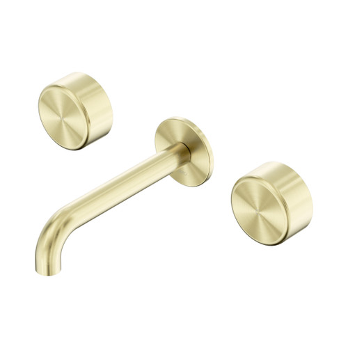 Serenity Wall Basin Set 185mm Spout With Metal Handle Brushed Gold