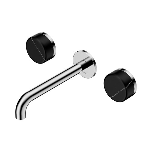 Serenity Wall Basin Set 185mm Spout With Marquina Black Handle Chrome