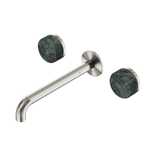 Serenity Wall Basin Set 220mm Spout With Verde Alpi Handle Brushed Nickel