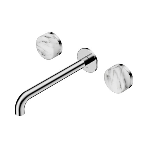 Serenity Wall Basin Set 220mm Spout With Arabescato Corchia Handle Chrome