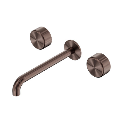 Serenity Wall Basin Set 220mm Spout With Metal Handle Brushed Bronze