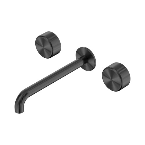 Serenity Wall Basin Set 220mm Spout With Metal Handle Gun Metal