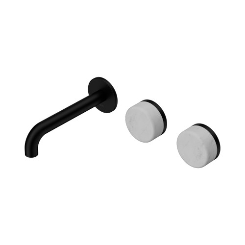 Serenity Wall Basin Set 160mm Offset Spout With Carrara Handle Matte Black