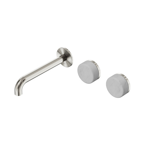 Serenity Wall Basin Set 185mm Offset Spout With Carrara Handle Brushed Nickel