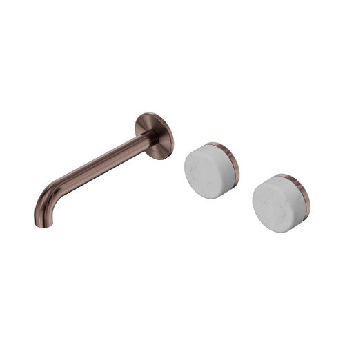 Serenity Wall Basin Set 185mm Offset Spout With Carrara Handle Brushed Bronze