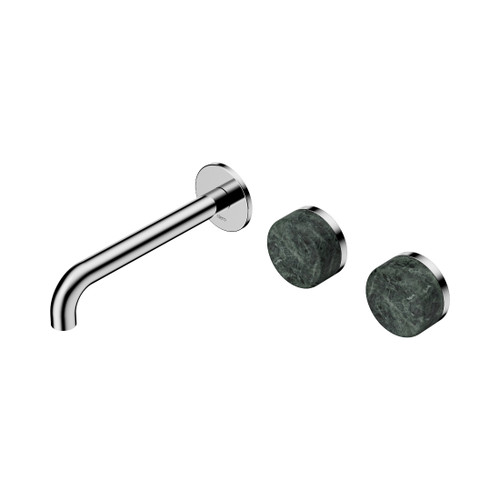 Serenity Wall Basin Set 185mm Offset Spout With Verde Alpi Handle Chrome