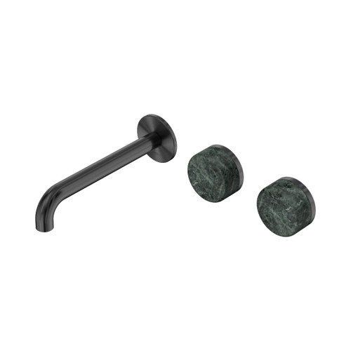 Serenity Wall Basin Set 185mm Offset Spout With Verde Alpi Handle Gun Metal